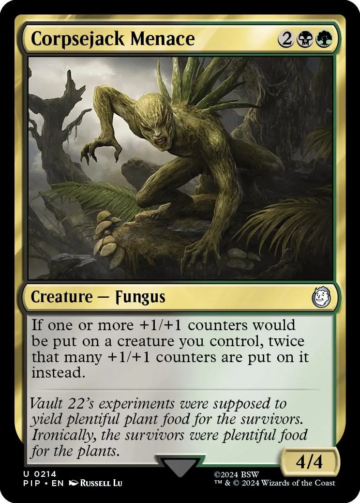 Green fungal creature on a Magic: The Gathering card. Creature type and stats visible.