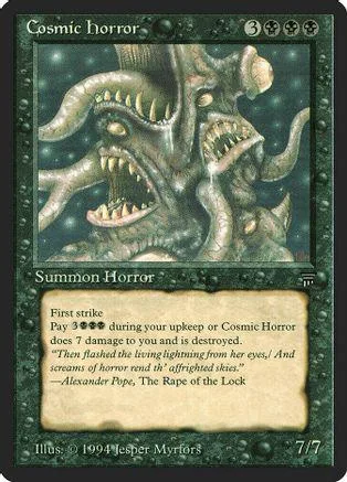 Greenish-gray monstrous creature with sharp teeth on a dark card.