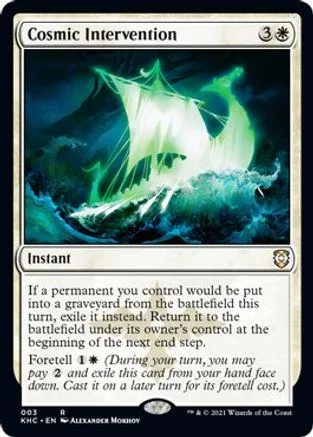 White and green card art depicts a glowing ship sailing on dark, turbulent water.
