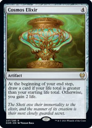 Gold and teal potion bottle artwork on a Magic: The Gathering card.