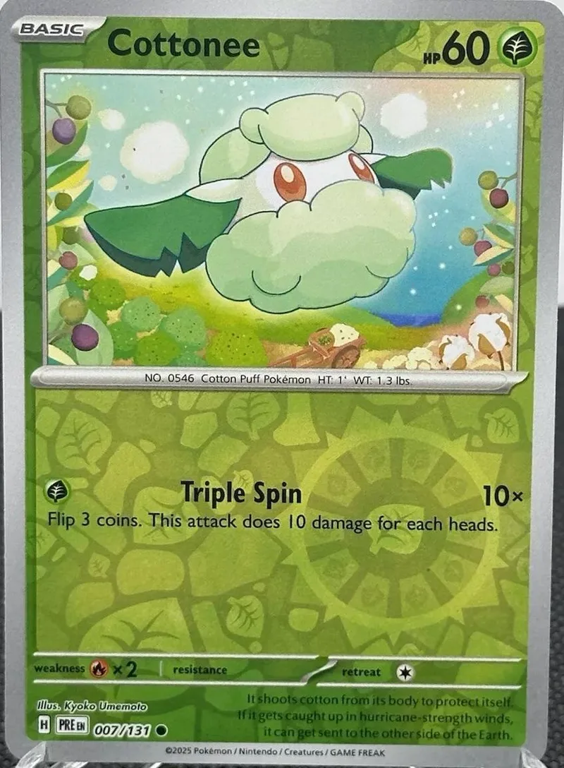 Green, fluffy Pokémon card featuring a cloud creature with wings.