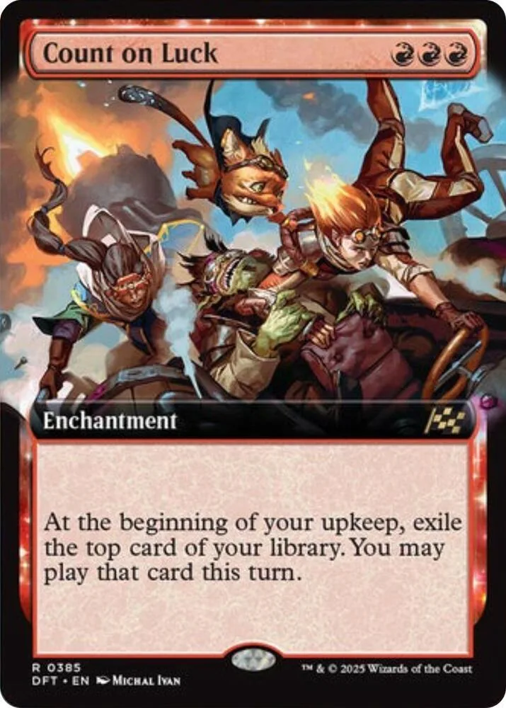 Magic: The Gathering card, Count on Luck, featuring fantasy battle art.