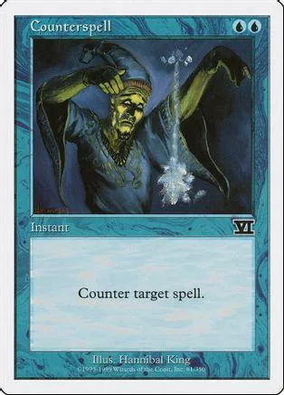 Blue and black card art depicts a robed figure casting a spell.