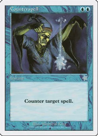 Green-skinned sorcerer casting spell on a blue card.