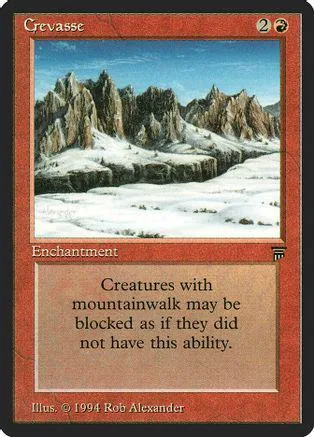 Mountain landscape art on a Magic: The Gathering card, orange and blue tones.