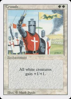 Medieval knight in armor holding sword on a fantasy battlefield card.