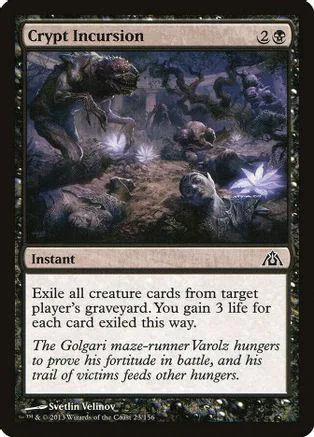 Dark fantasy scene on a Magic: The Gathering card, Crypt Incursion.
