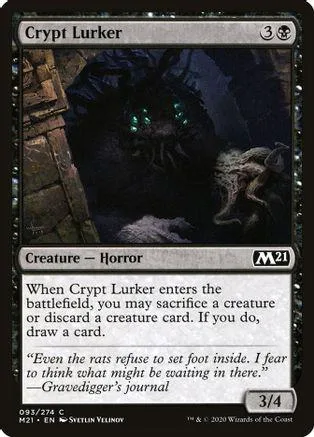 Dark, shadowy creature on a Magic: The Gathering card. Black and green tones.