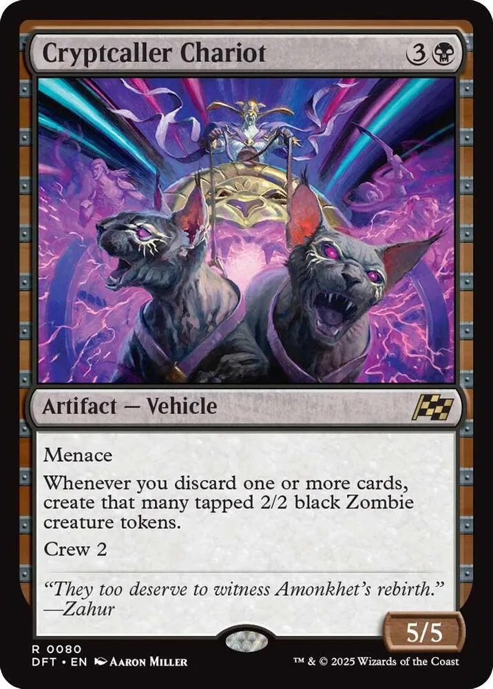 Black cat creature card art with purple and pink magical energy.