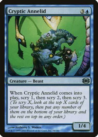 Blue and green creature card art featuring dark, swampy beasts.