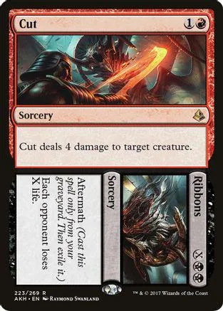 Dark, fiery magic on a card. Sorcery spell deals 4 damage to target creature.