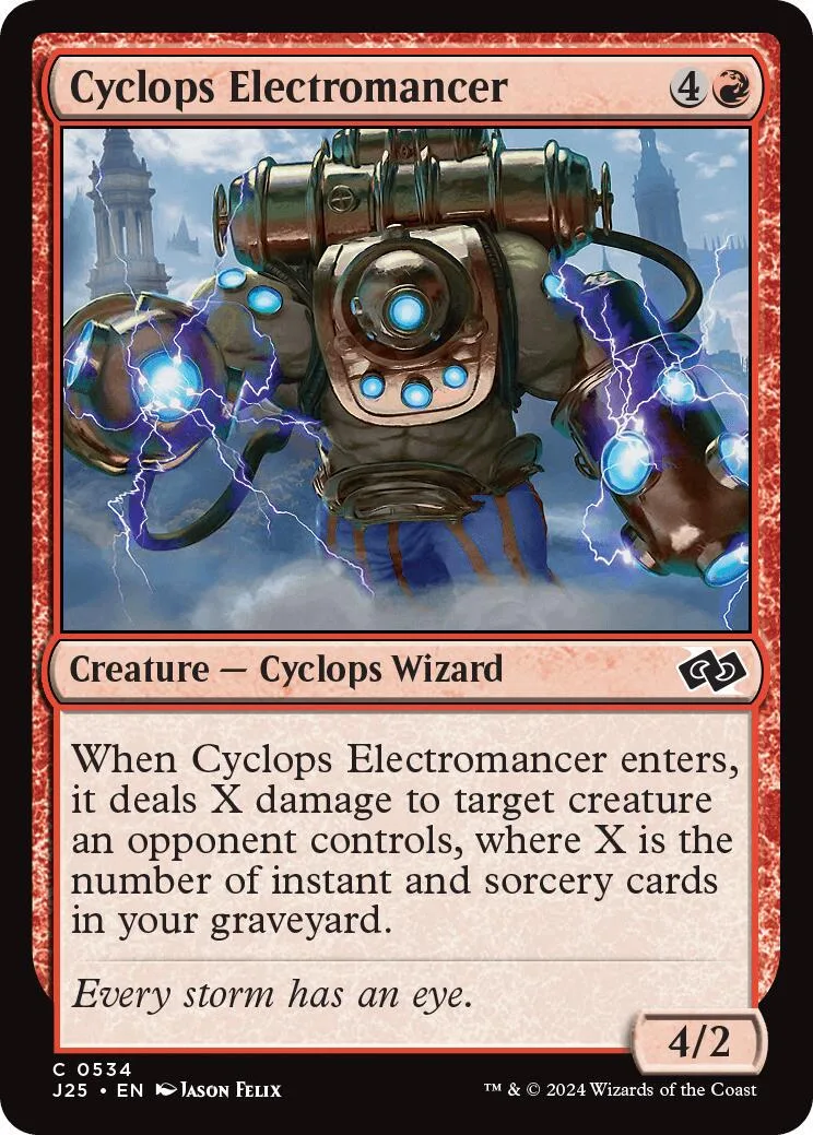 Robot creature card with blue and purple electrical energy effects.