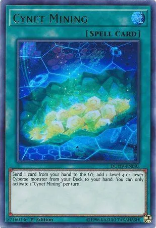 Blue and green card art depicting glowing, crystalline formations in space.