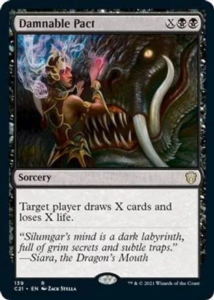 Sorcery card art: figure casting spell near large dark creature.