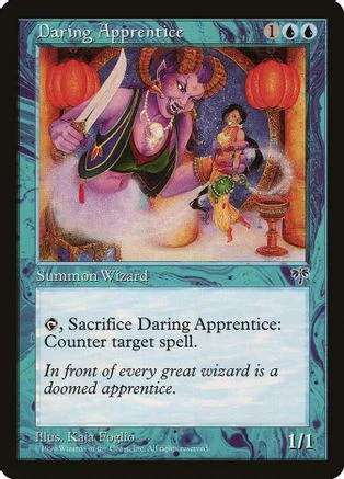 Purple and orange fantasy card art featuring a wizard and a woman.