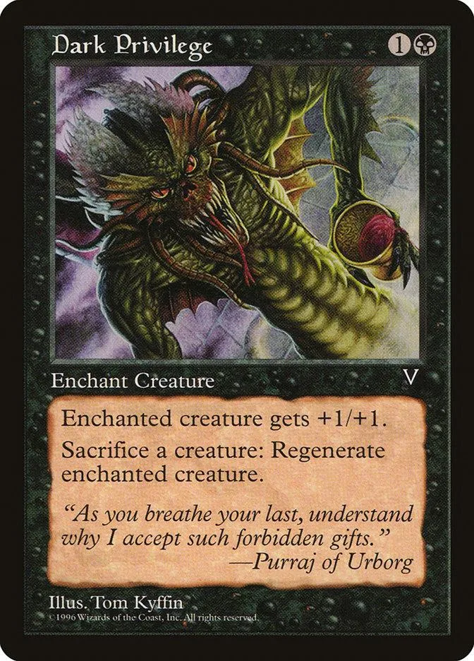 Dark green dragon creature card art, black border, text visible.