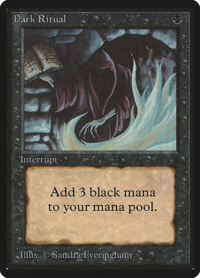 Dark Ritual Magic card art showing dark, swirling energy and a book.