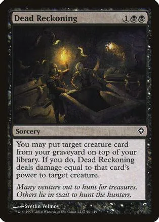 Dark fantasy scene on a black card with "Dead Reckoning" text.
