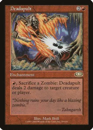 Dark, fiery zombie creature on a card with orange and brown tones.
