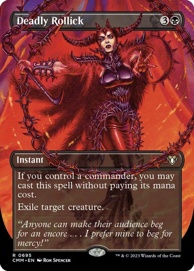 Red-haired, horned female character on a Magic: The Gathering card.