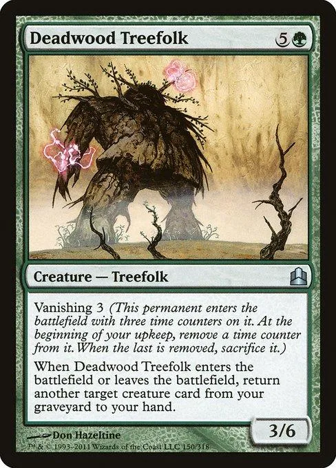 Dark, gnarled tree creature on a tan background, black and brown colors.