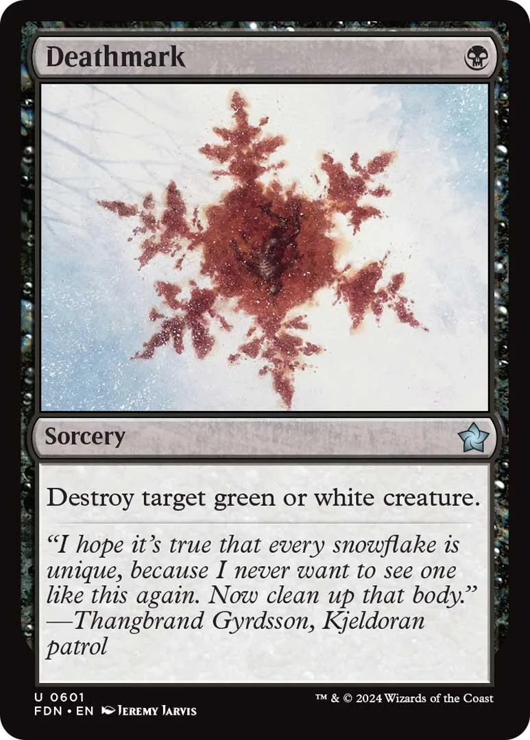 Deathmark Magic: The Gathering card featuring a reddish snowflake design.