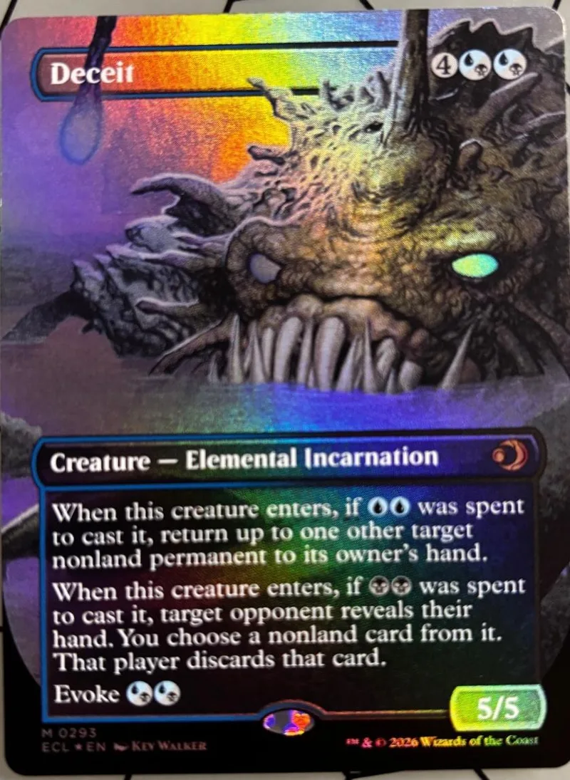 Dark, monstrous creature on a Magic: The Gathering card, purple and black tones.