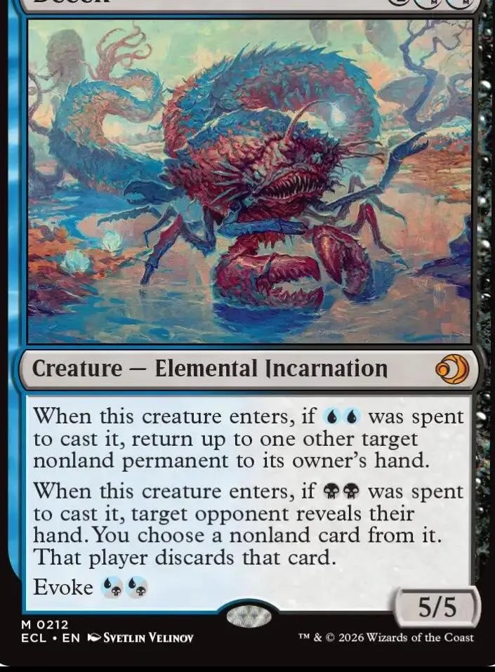 Blue and red elemental creature art on a Magic: The Gathering card.