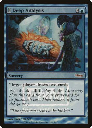 Blue and black Magic: The Gathering card, Deep Analysis, with fantasy art.