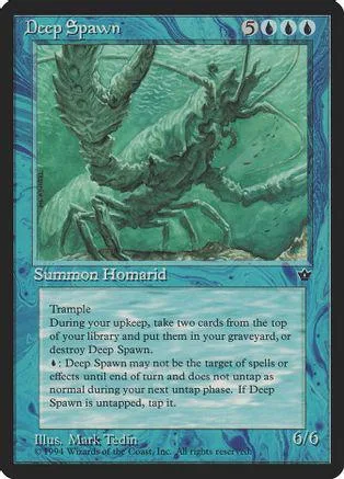 Green and blue card art depicting a large, monstrous creature in water.