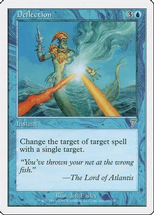 Blue and green fantasy creature casting spell over water. Card art.