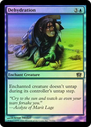 Dark-haired figure in blue/green robes on a grassy field. Card art.