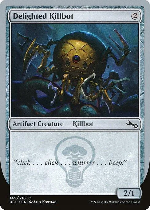 Dark, mechanical insect creature card art with blue and black tones.