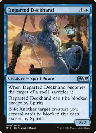 Pirate spirit creature card, dark blue and brown tones, M19 set.
