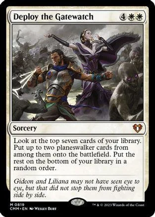 Card art shows figures in fantasy setting. Black and white card frame.