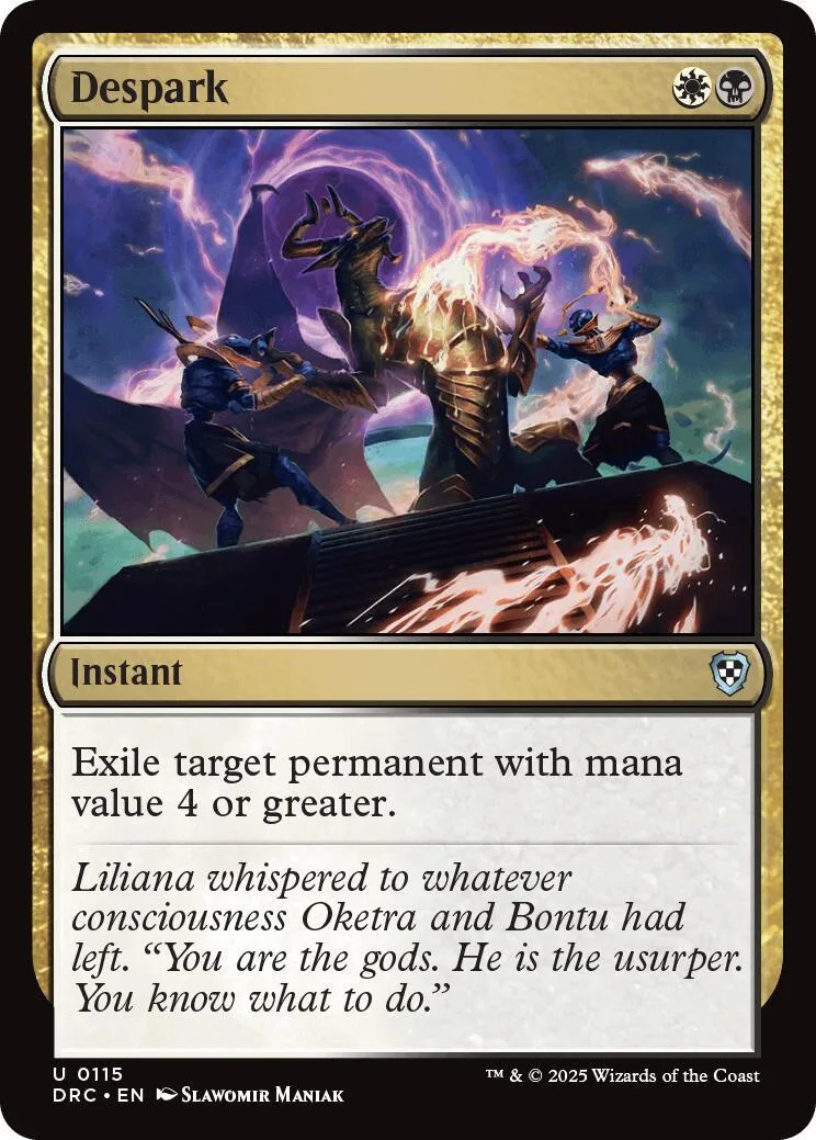 Card art depicts figures in a dramatic, purple and orange fantasy scene.