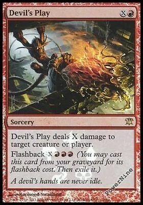 Fiery demon creature attacking with dark energy on a Magic: The Gathering card.