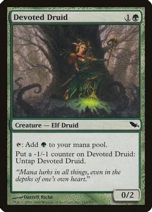 Green elf druid illustration on a Magic: The Gathering card.