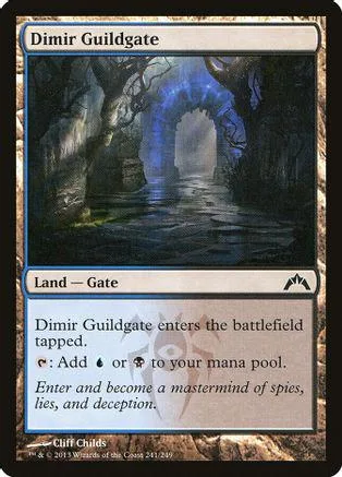 Magic: The Gathering card, Dimir Guildgate, dark blue and black art.
