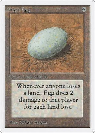 Light blue speckled egg resting in brown nest on a Magic: The Gathering card.