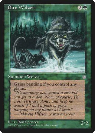 Black wolf creature on a green card with white and dark green accents.
