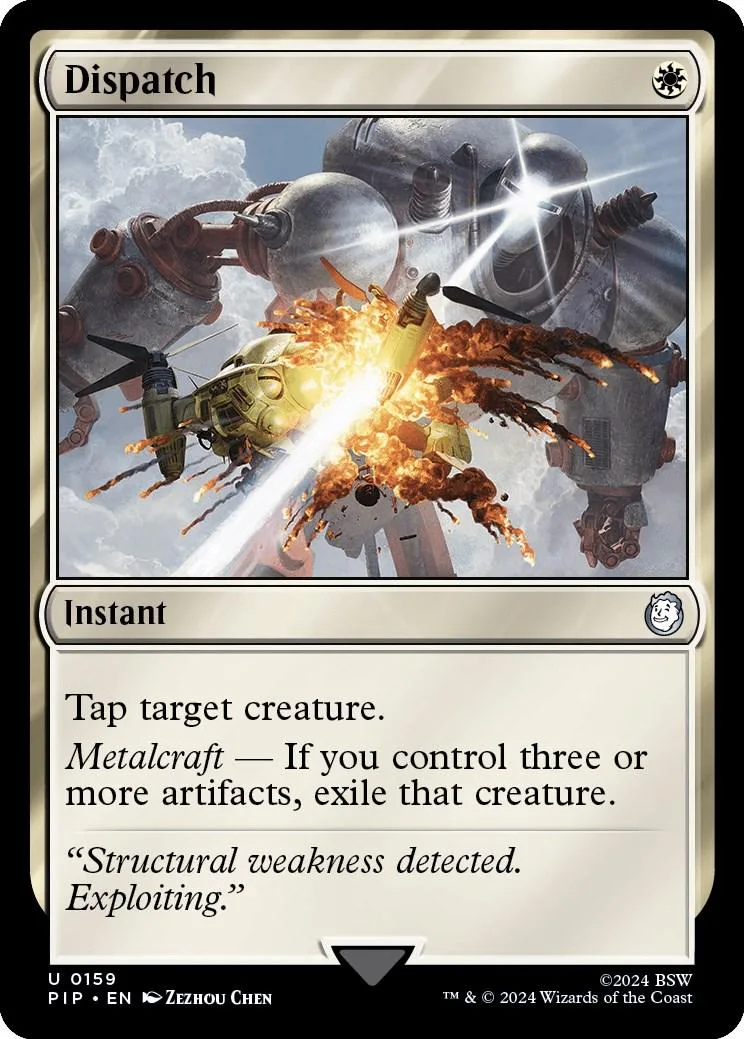 Metalcraft card art showing explosions between large, metallic figures.