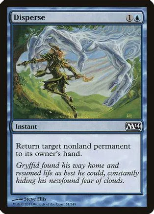 Green and white art card showing a figure running through a misty landscape.