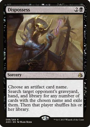 Dark, horned creature on a card with purple energy. Sorcery spell.