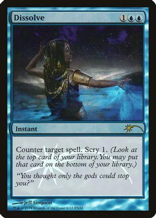 Woman in dark robes against starry, blue background on a Magic: The Gathering card.