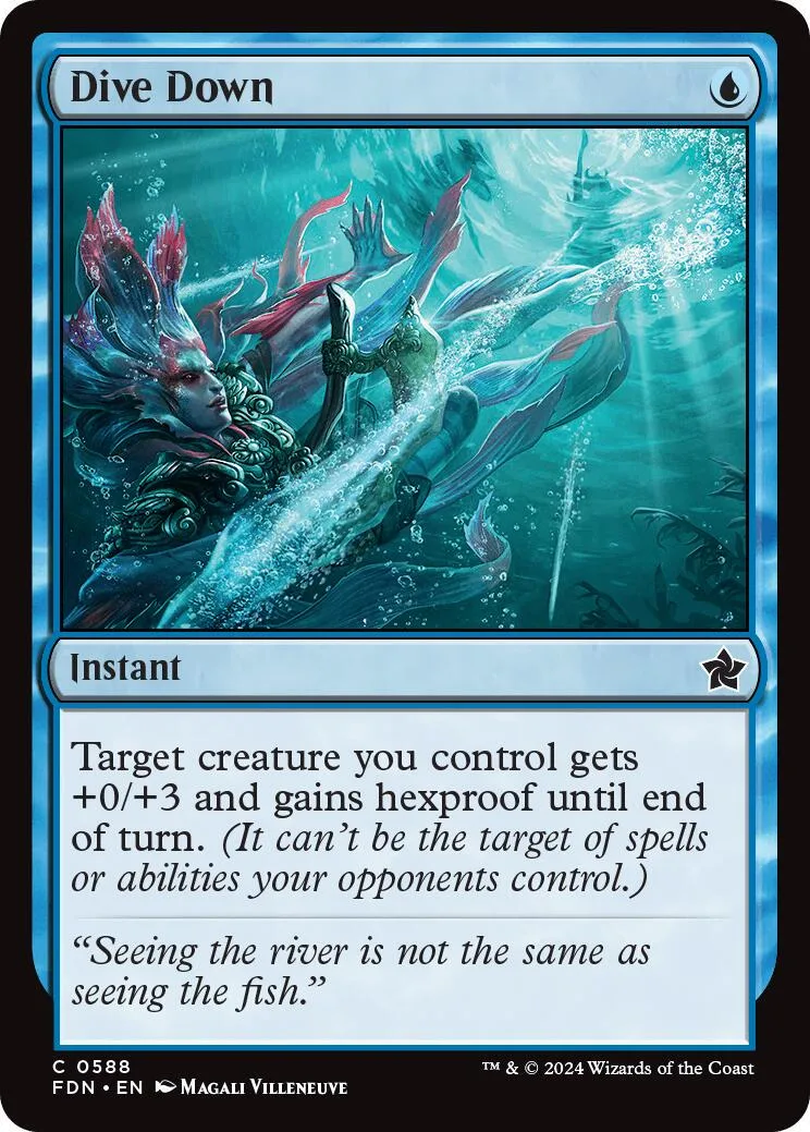 Blue and red fantasy creature art on a Magic: The Gathering card.