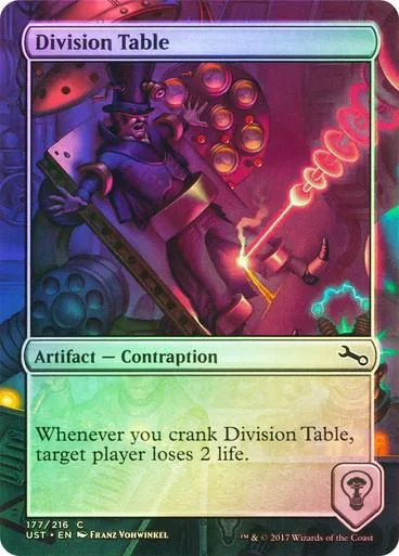 Purple and red card art featuring a figure with glowing energy. Artifact card.