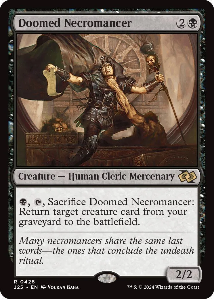 Dark-haired necromancer figure on a Magic: The Gathering card.