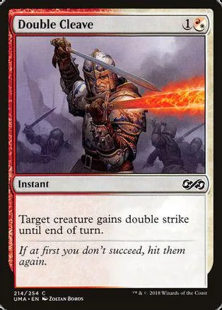 Card art shows armored warrior swinging sword, emitting fiery energy.