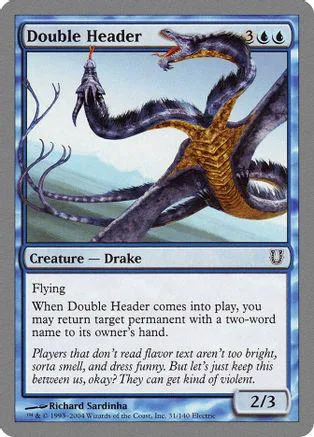 Dark, serpentine creature on a blue and white Magic: The Gathering card.